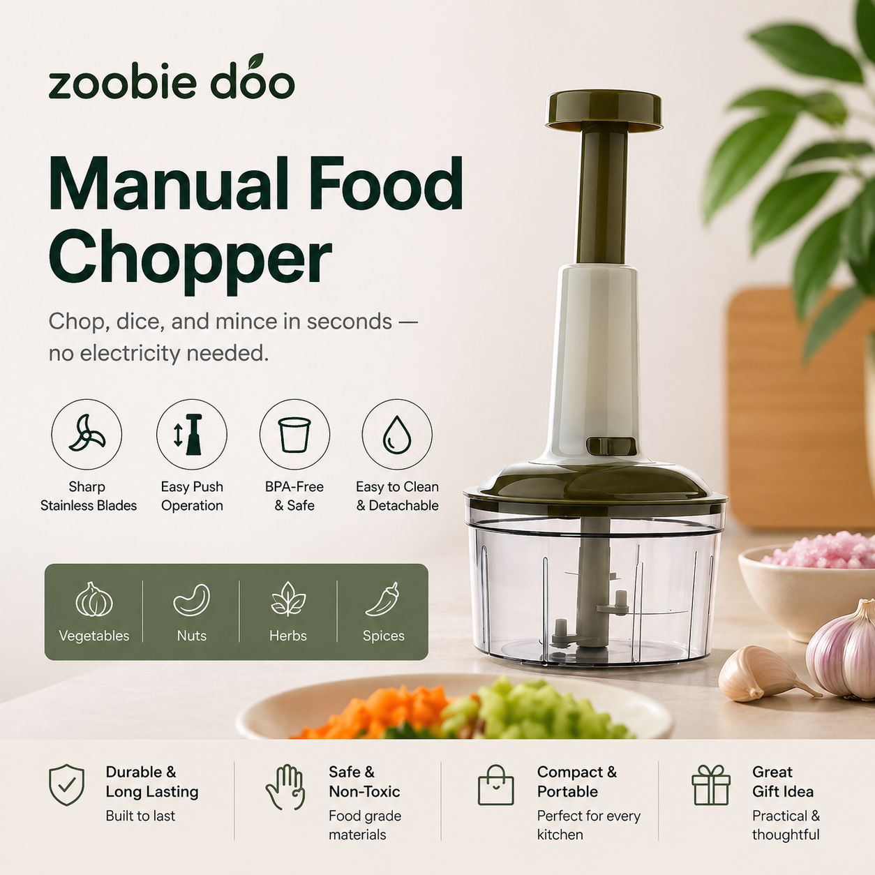 Manual Food Chopper By ZoobieDoo